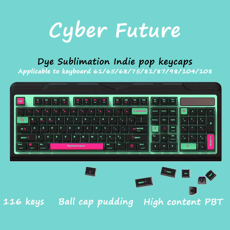 Cyber Future Theme Pudding Translucent Keycaps 116 Keys PBT Dye