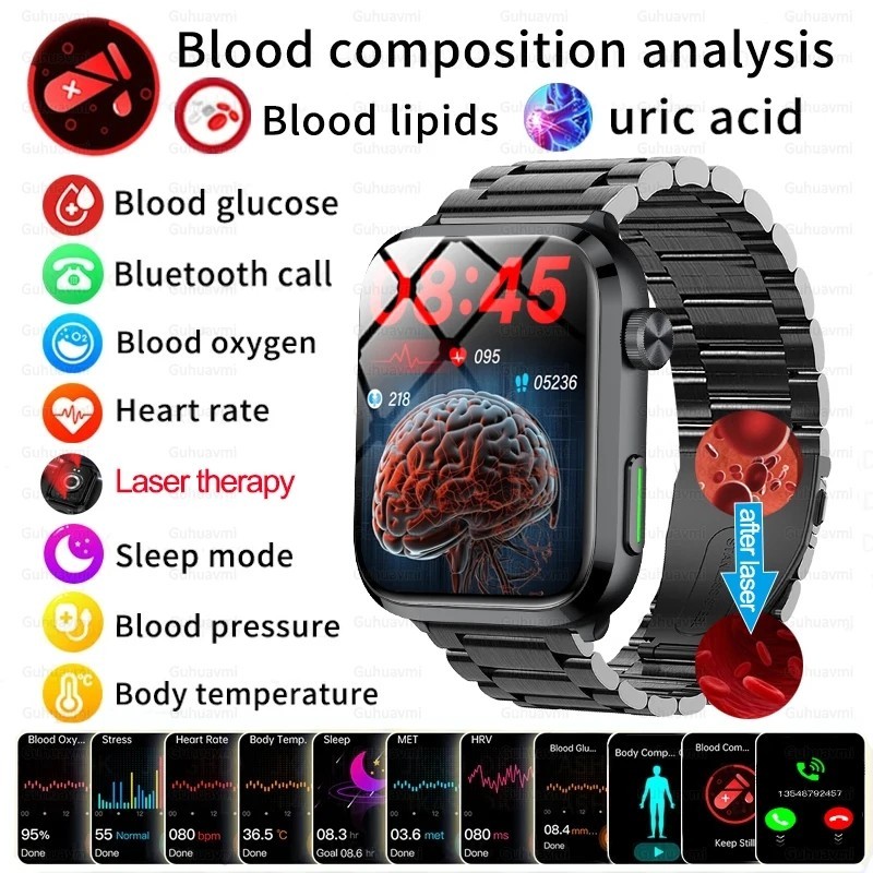 2024 New Medical Grade Laser Therapy Health Smart Watch Men Blood