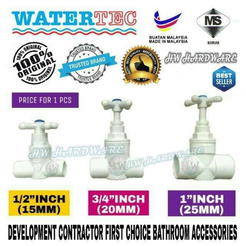 Watertec Pvc Stopcock Inch Sirim Approved Shopee