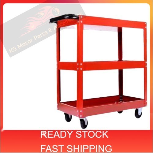 Layers Service Cart Metal Steel Tool Trolley Kg Barang Garaj