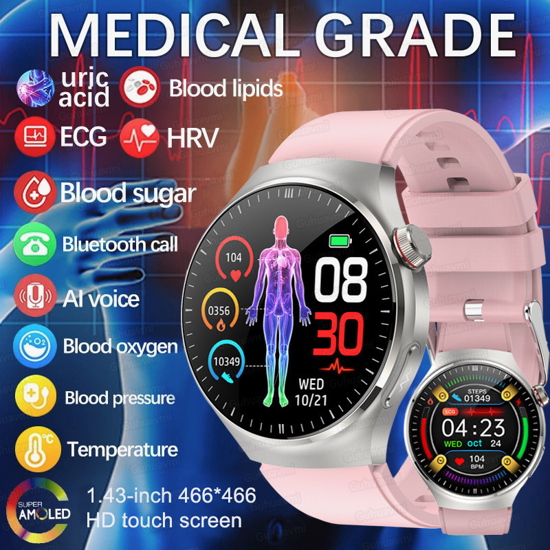 New Medical Grade Smart Watch Women Blood Glucose Lipid Uric Acid