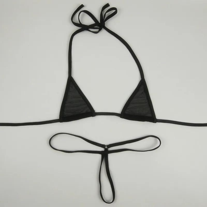 Women Extreme Sexy Micro Bikini Exotic Mini Swimwear Set Transparent
