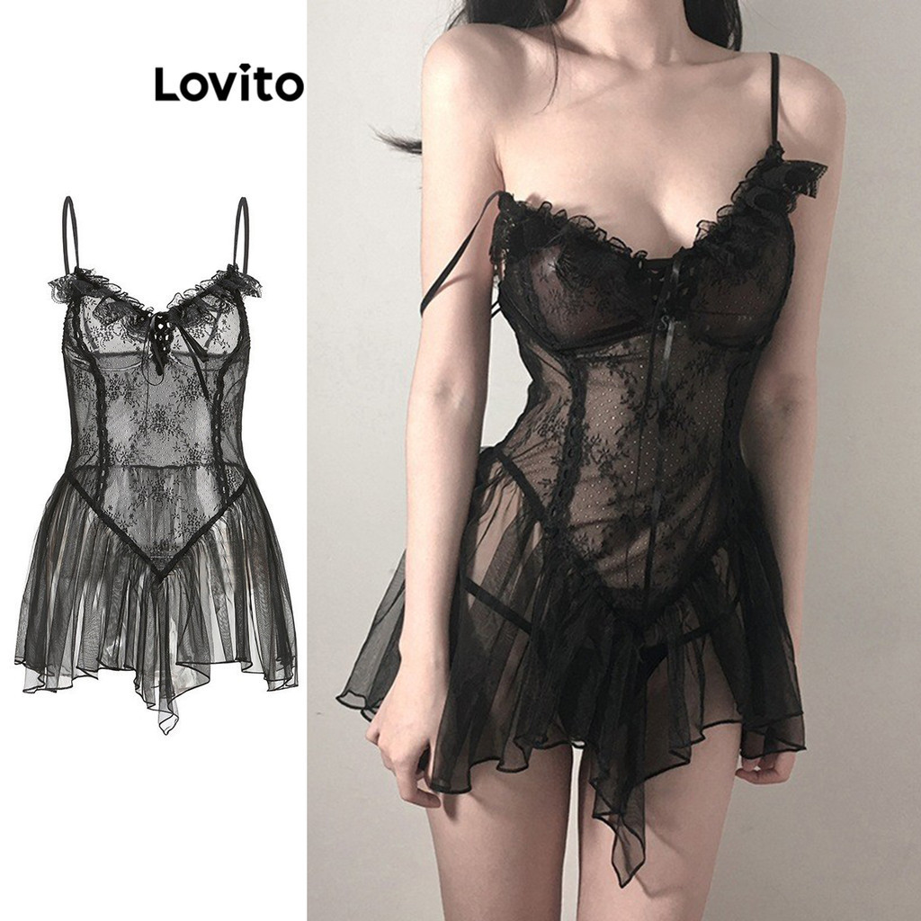 Lovito Sexy Plain Lace Sexy Lingerie For Women LNE56314 Shopee Singapore