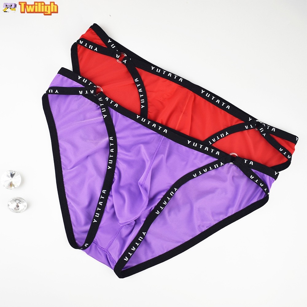 Clearance Men New Sexy Ice Silk Sexy Bikini Briefs Thong G String