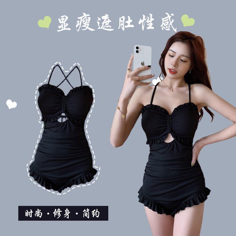 Swimsuit Women Korean Ins One Piece Sexy Conservative Cover Belly Slimmer Look Fairy Hot Spring
