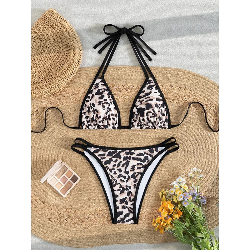 Sexy Leopard Bikini Women Swimsuit Two Piece Swimwear Female Thong