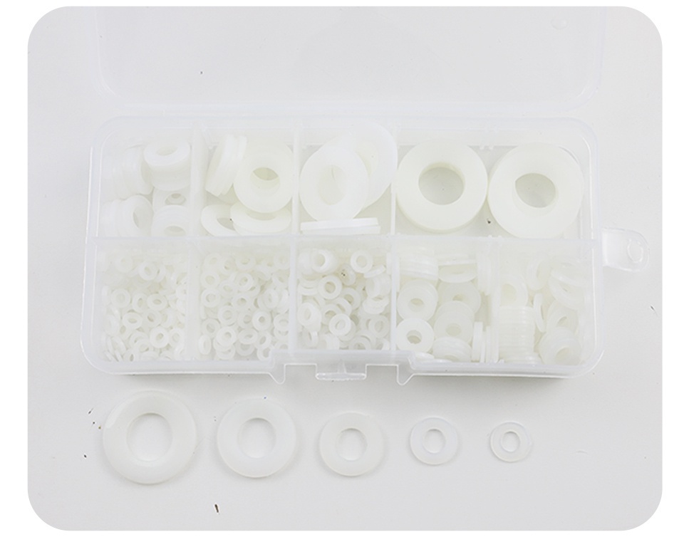 NINDEJIN 465pcs Black White Nylon Washers Assortment Kit M2 M2 5 M3 M4