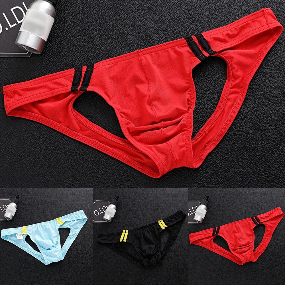 Hepamens Sexy Underwear Low Rise Briefs Thong Stretchy Bikini G