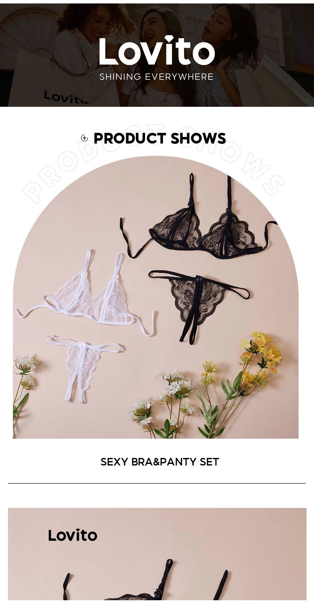 Lovito Sexy Sexy Lingerie Lace Up Lingerie Sets For Women L12084 Black
