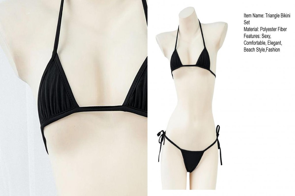 BUYMEZ Women Halter Bikini Sexy Micro Triangle Bikini Set Halter String