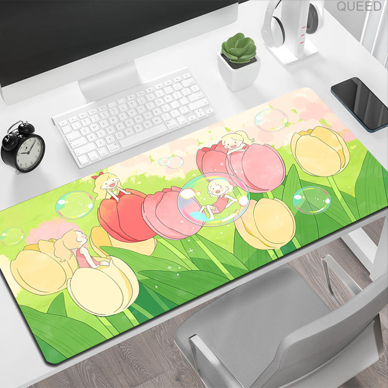 Green Plant Large Gaming Mousepad Xxl Cute Girl Mouse Pad X For