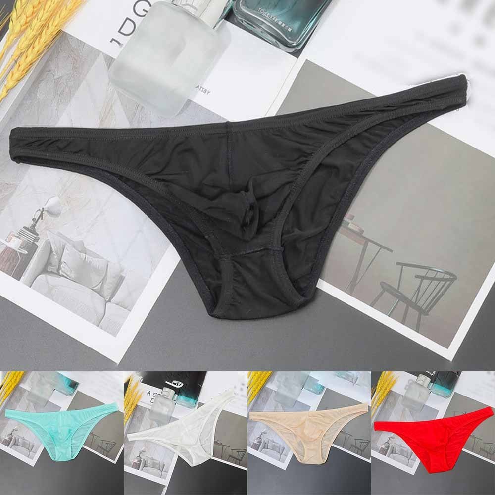 MOTOLL Men Sexy Ice Silk Breathable Bikini Thong Perspective Low Rise