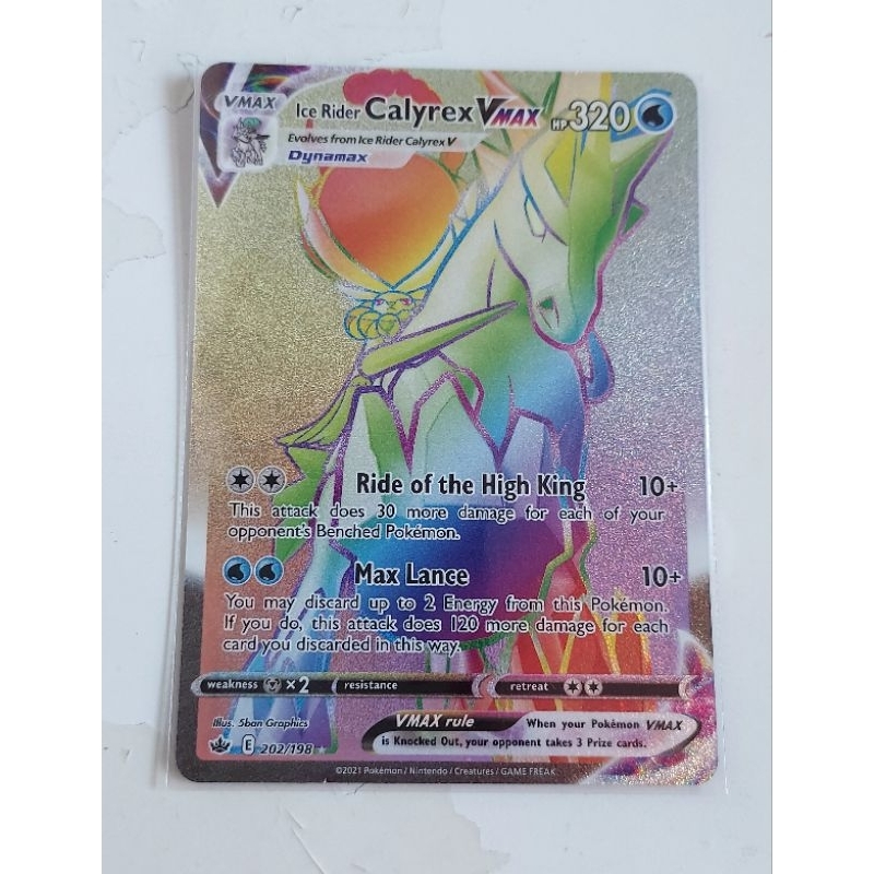 Pokemon Ice Rider Calyrex Vmax Hyper Rare Rainbow Chilling Reign Card