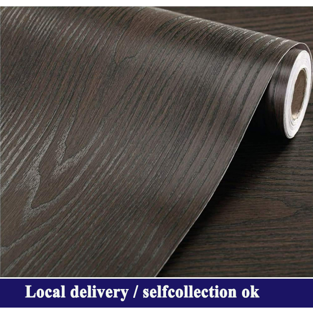 Self Adhesive Wood Grain Wallpaper Waterproof Old Furniture Vinyl