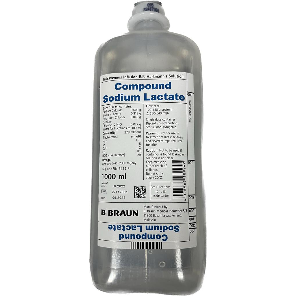 COMPOUND SODIUM LACTATE INTRAVENOUS INFUSION B P 1000ml HARTMANN S