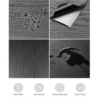 Self Adhesive Wood Grain Wallpaper Waterproof Old Furniture Vinyl