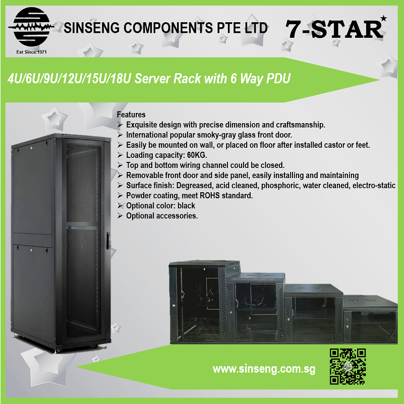 6U 9U 12U 15U Server Rack With 2x Exhaust Fan 6 Way PDU WALL MOUNT