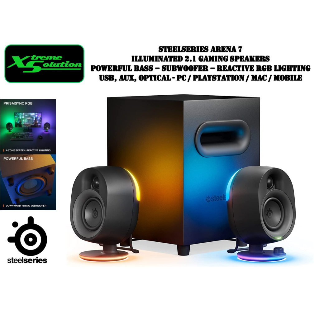 Steelseries Arena Illuminated Gaming Speakers Powerful Bass