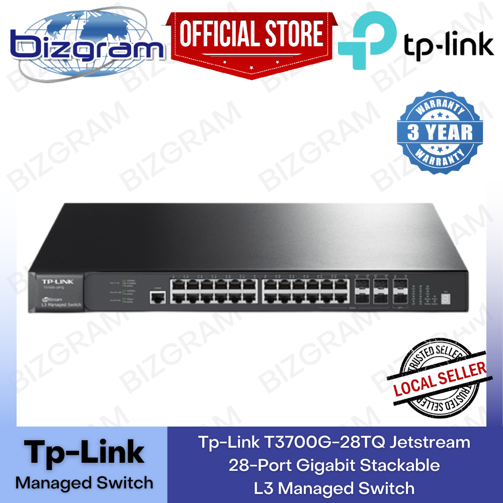 Tp Link T3700G 28TQ Jetstream 28 Port Gigabit Stackable L3 Managed