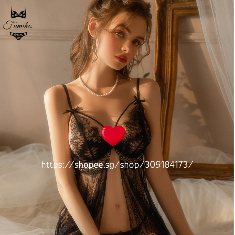 SG Stock Fumiko Sexy Lingerie Lace Underwired Sleepwear Women See