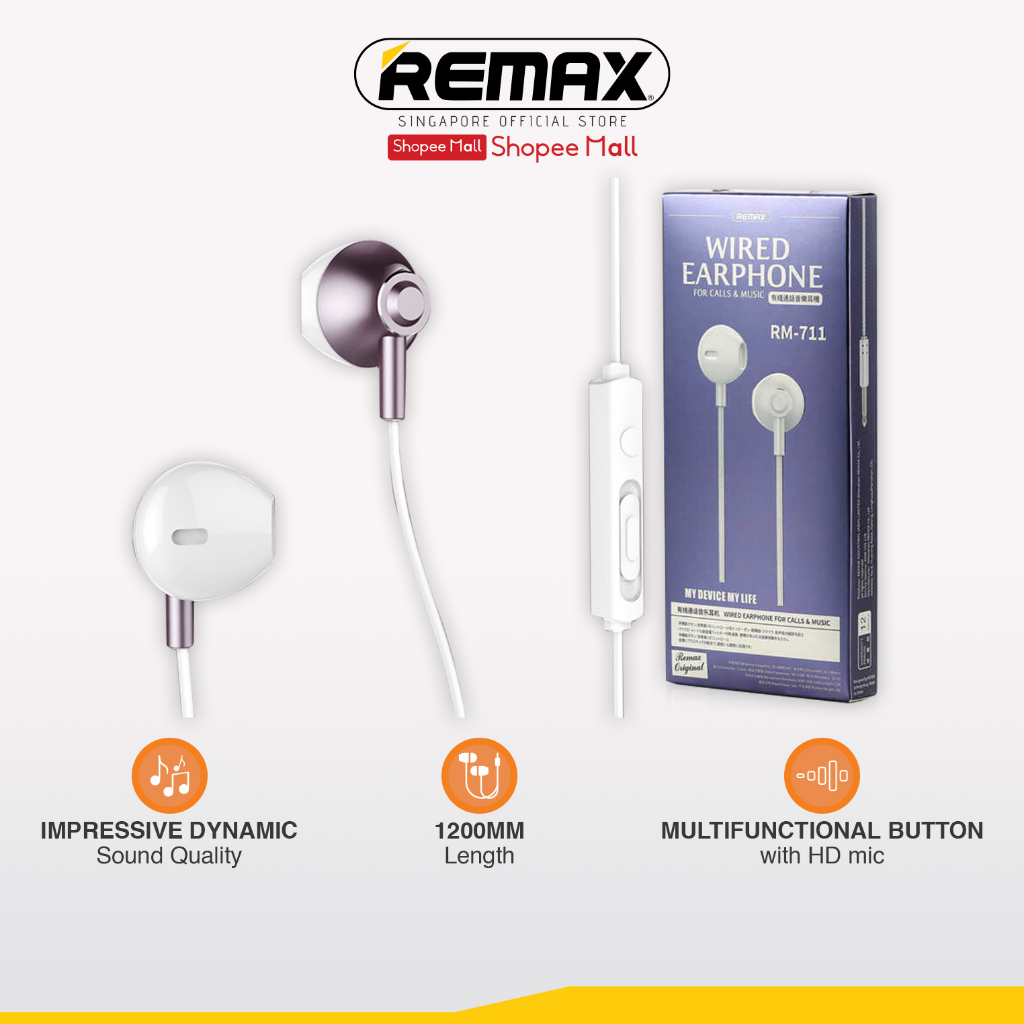 Remax Audio Rm Wired Earphone Earpiece Headset Wire With Hd Mic