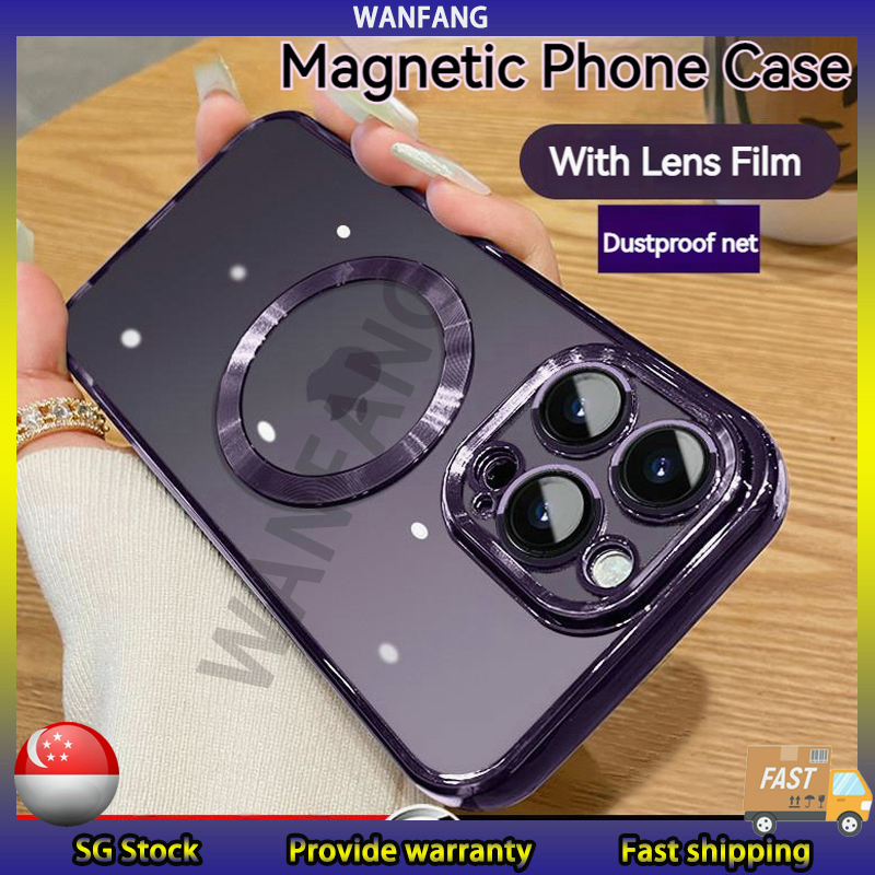 Deep Purple For IPhone 14 Luxury Plating Magnetic Phone Case For IPhone