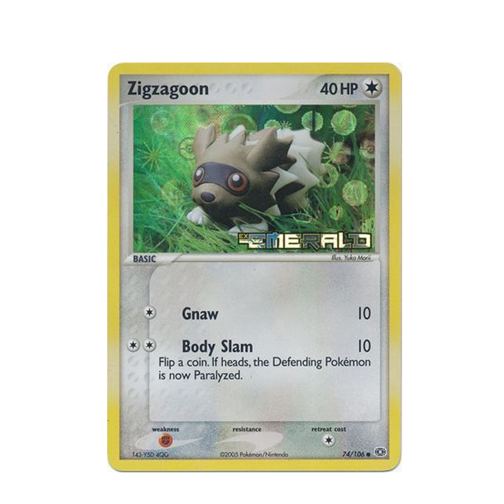 Pokemon Zigzagoon Reverse Holo Card Ex Emerald Shopee