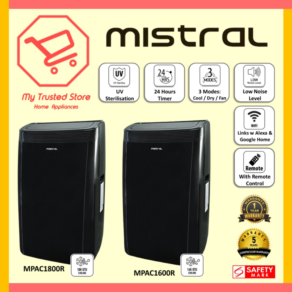 Noir By Mistral 16K 18K BTU Portable Air Conditioner With Remote