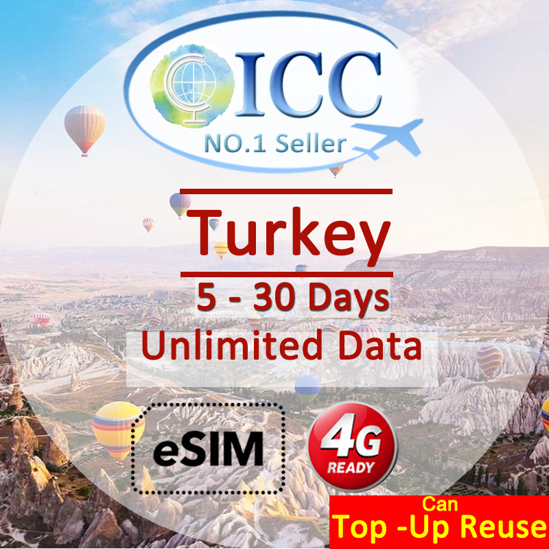 Icc Esim Turkey Unlimited Data Days Unlimited Data Sim Daily Plan