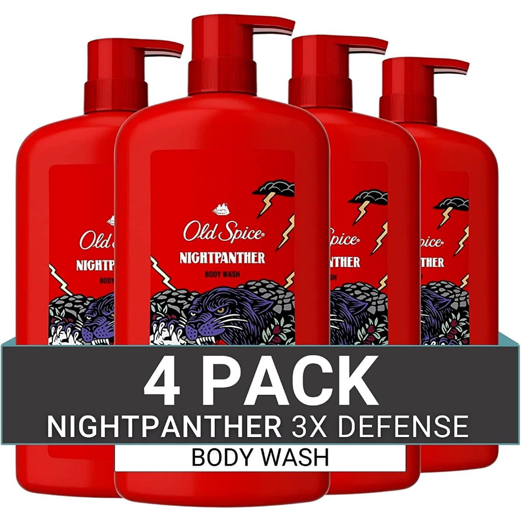 Pack Of 4 Old Spice Body Wash For Men NightPanther Scent Long