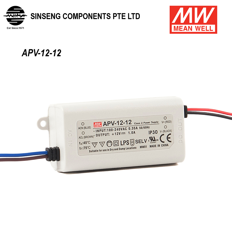 Mean Well APV Power Supply 12W 12V 1A Constant Voltage LED Driver For