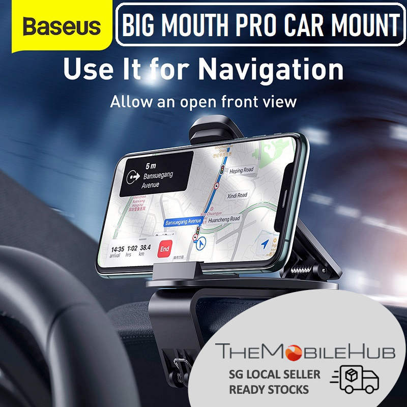 Baseus Big Mouth PRO Car Mount Dashboard Clamp Handphone Holder Stand