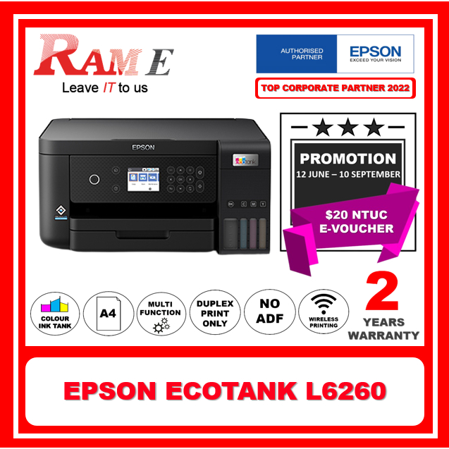 Epson EcoTank L6260 A4 Wi Fi Duplex All In One Ink Tank Printer