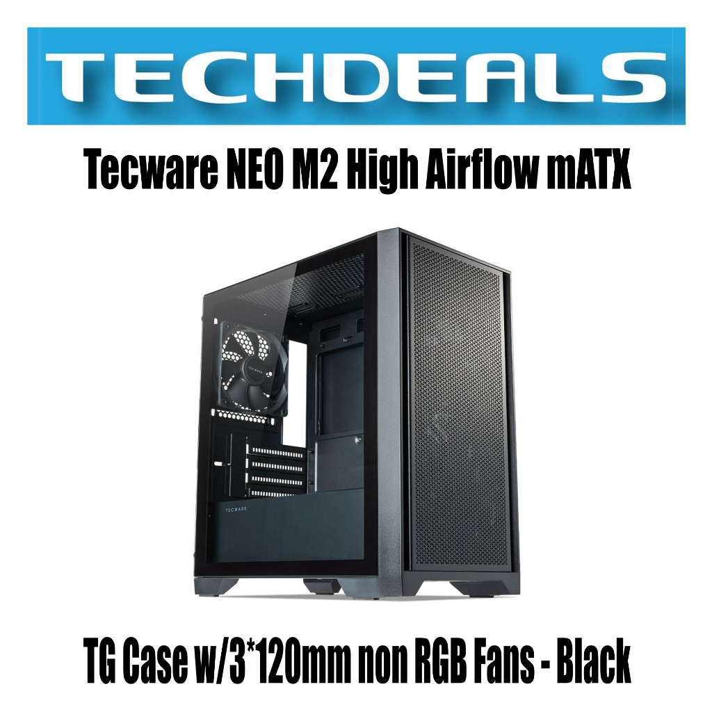 Tecware Neo M High Airflow Matx Tg Case W Mm Non Rgb Fans Black