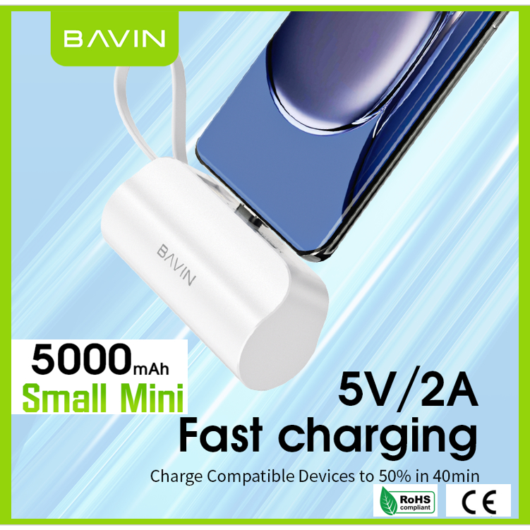 Mini Fast Charging Portable Mah Power Bank W Built In Cable Type