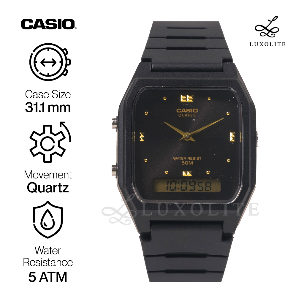 Luxolite Casio AW 48HE 1AVDF Black Resin Band Analog Digital Dual