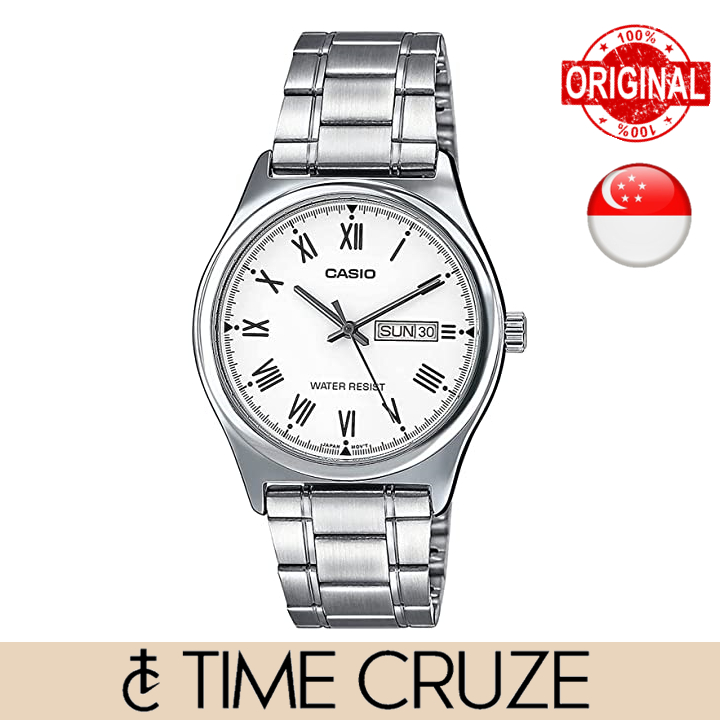 Time Cruze Casio Mtp V Analog White Dial Stainless Steel Men Watch