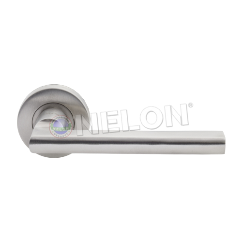 NELON Tubular Lever Handle Silver Solid Handle Entrance Bedroom