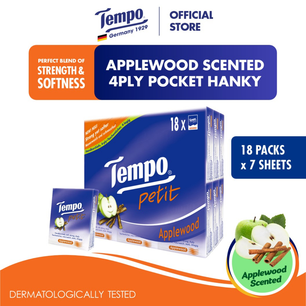 Tempo Ply Pocket Hanky Applewood Scented Packs X Sheets