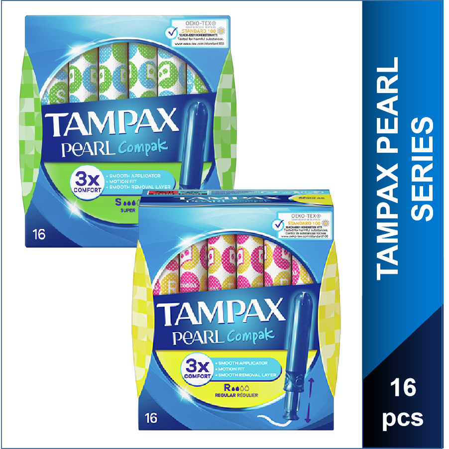 Tampax Pearl Compak Regular Super Tampons With Applicator Pcs