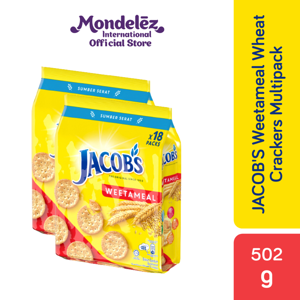 Bundle Of 2 Jacob S Weetameal Crackers Large Pack 502g Wheat Fibre