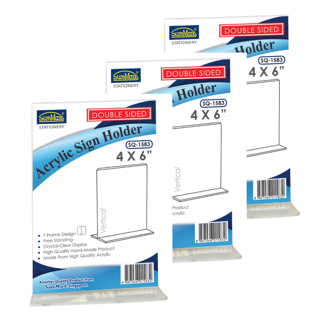 Suremark Acrylic Sign Holder 4 X 6 Vertical 3pcs Shopee Singapore