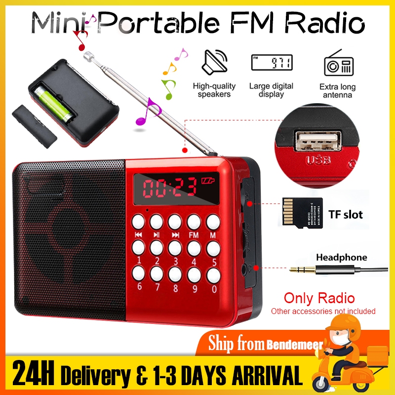 Mini Portable Radio Handheld Digital Fm Usb Tf Mp Player