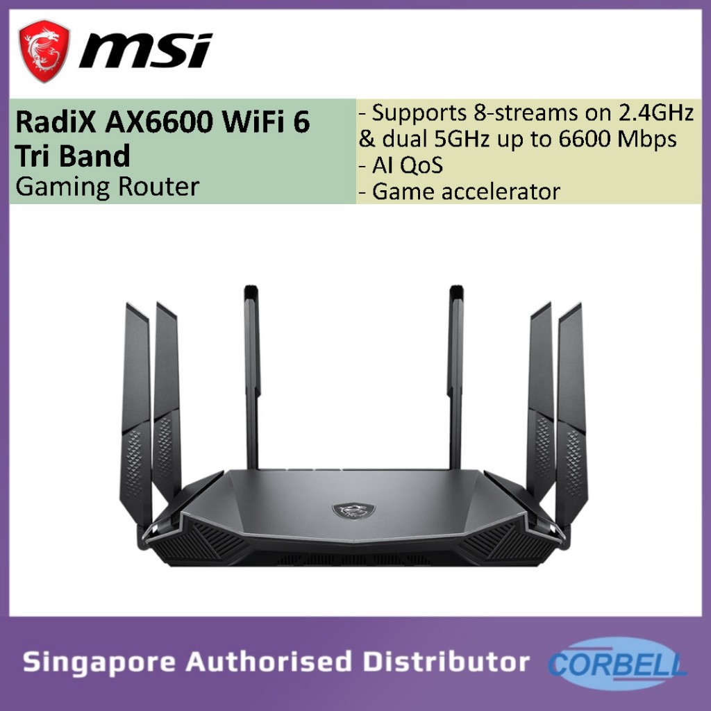 Msi Radix Ax Wifi Tri Band Gaming Router Ghz And Dual Ghz