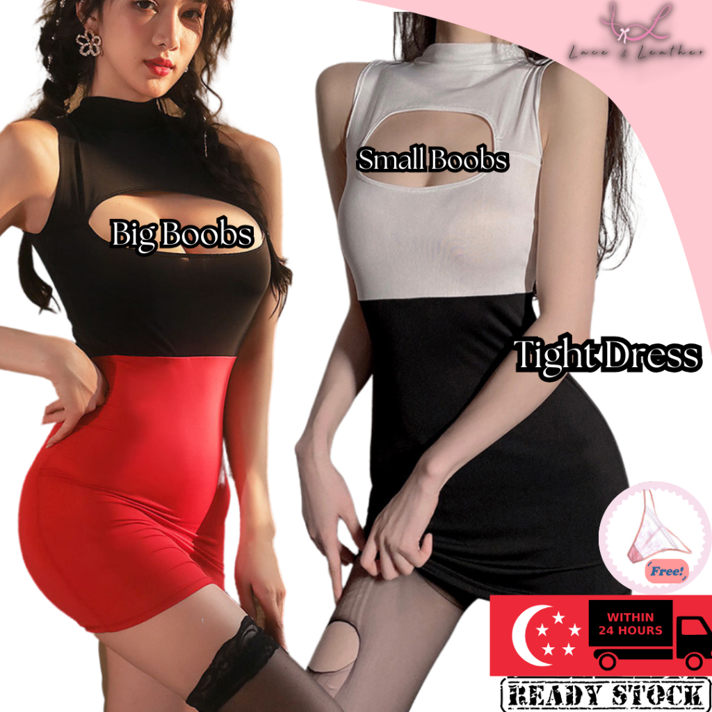 L L Lingerie Women Sexy Erotic Secretary Open Breast Turtle Neck Tight