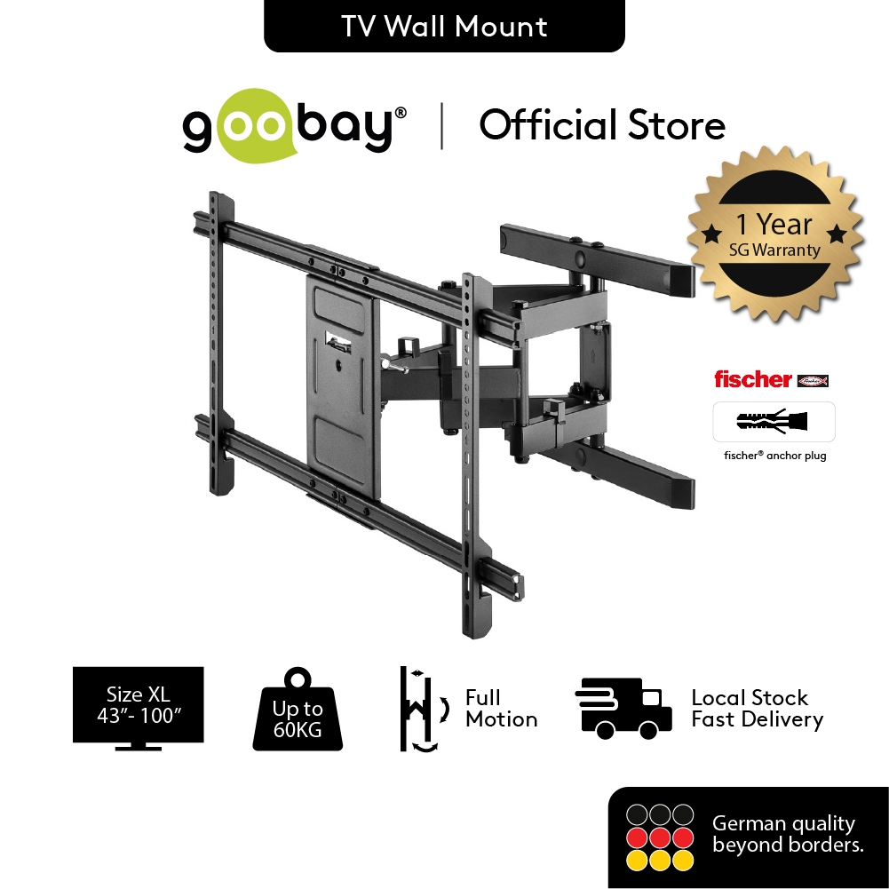 Goobay Wh Fullmotion Tv Wall Mount Pro Xl Black