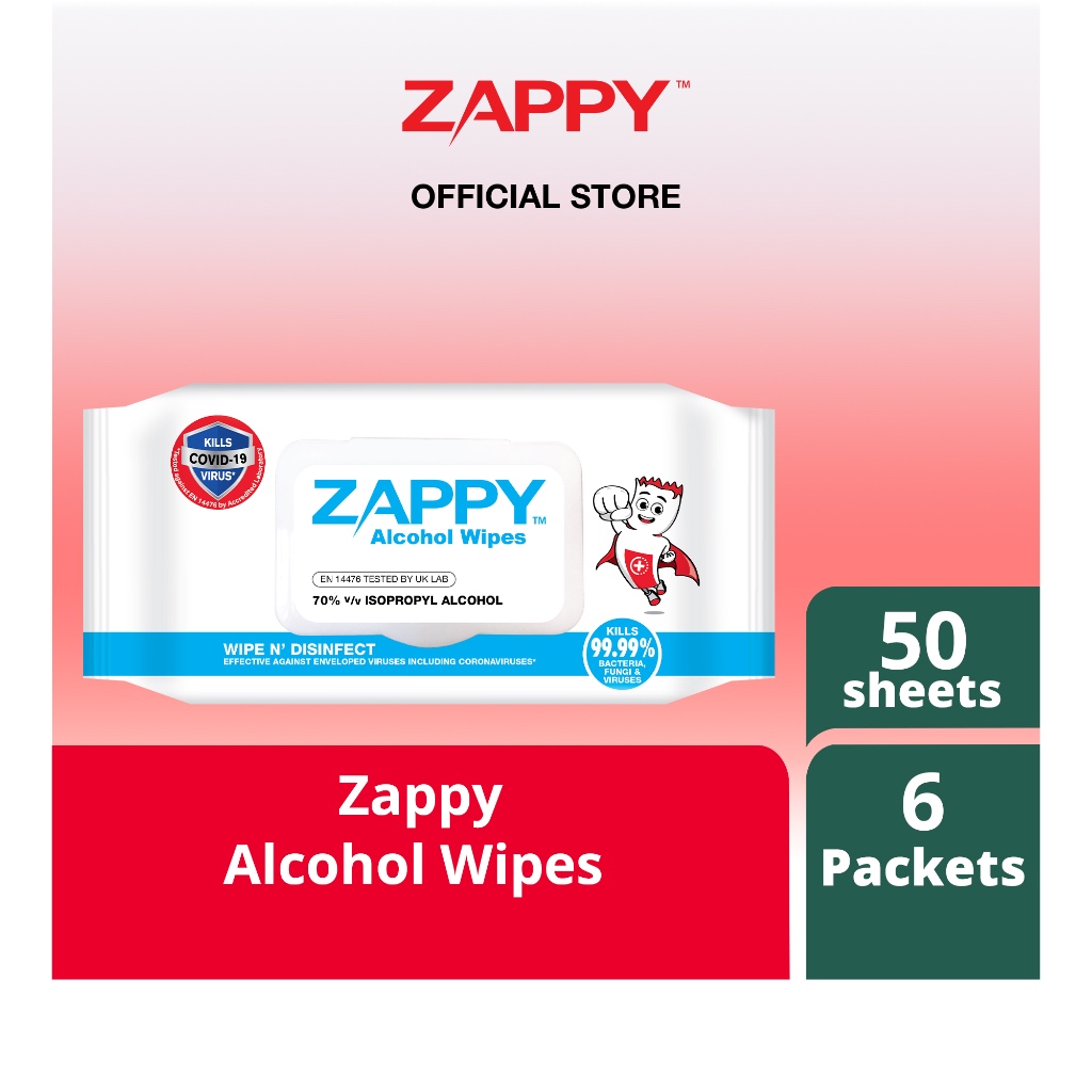 Zappy IPA Alcohol Wipes 50 Sheets X 6 Packets Shopee Singapore