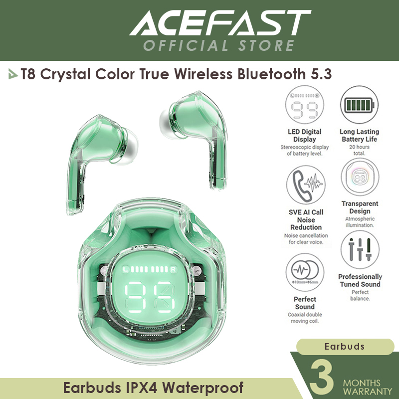 Acefast T Crystal Color True Wireless Bluetooth Earbuds Ipx