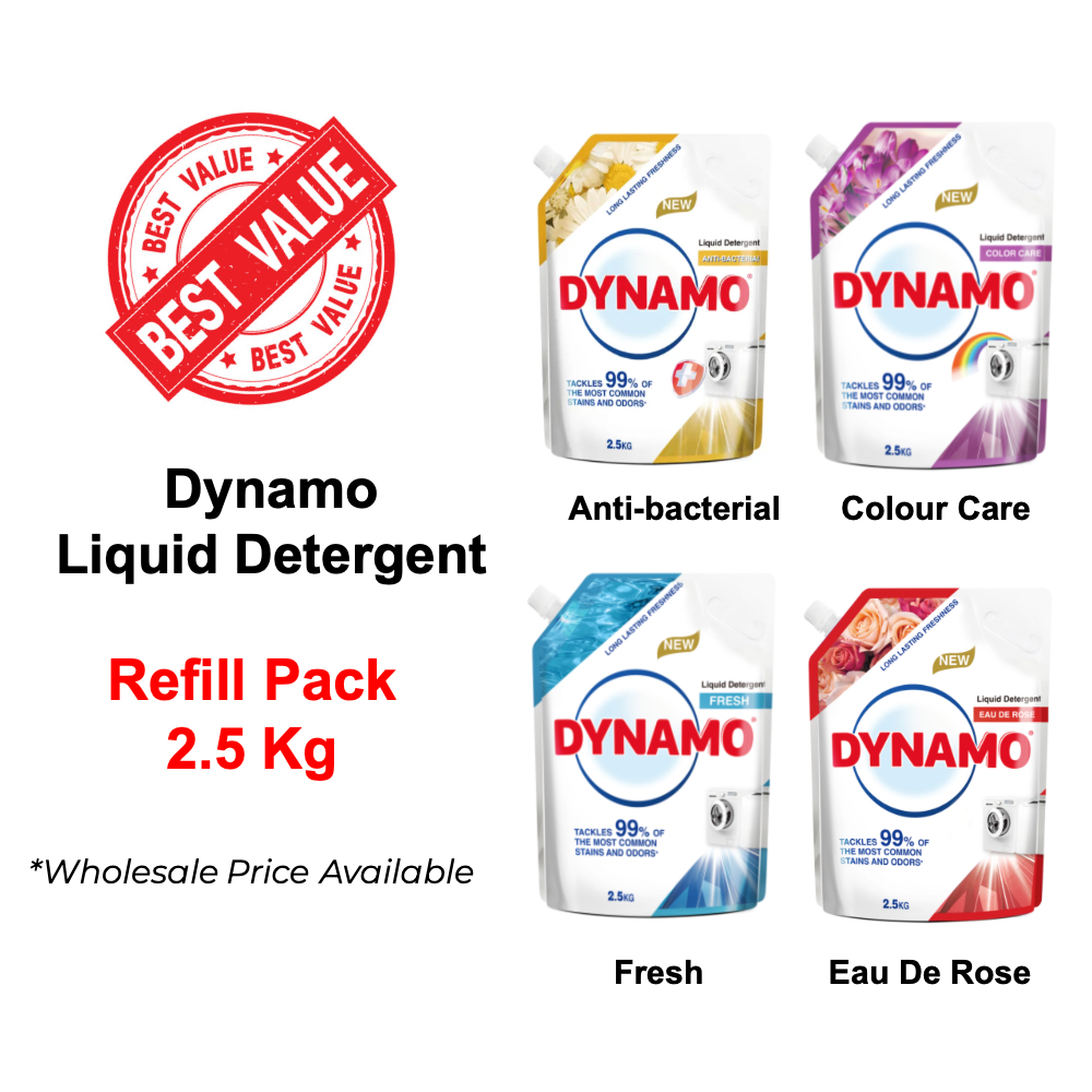 DYNAMO Laundry Detergent Refill Pack 2 5 Kg Anti Bacterial Colour