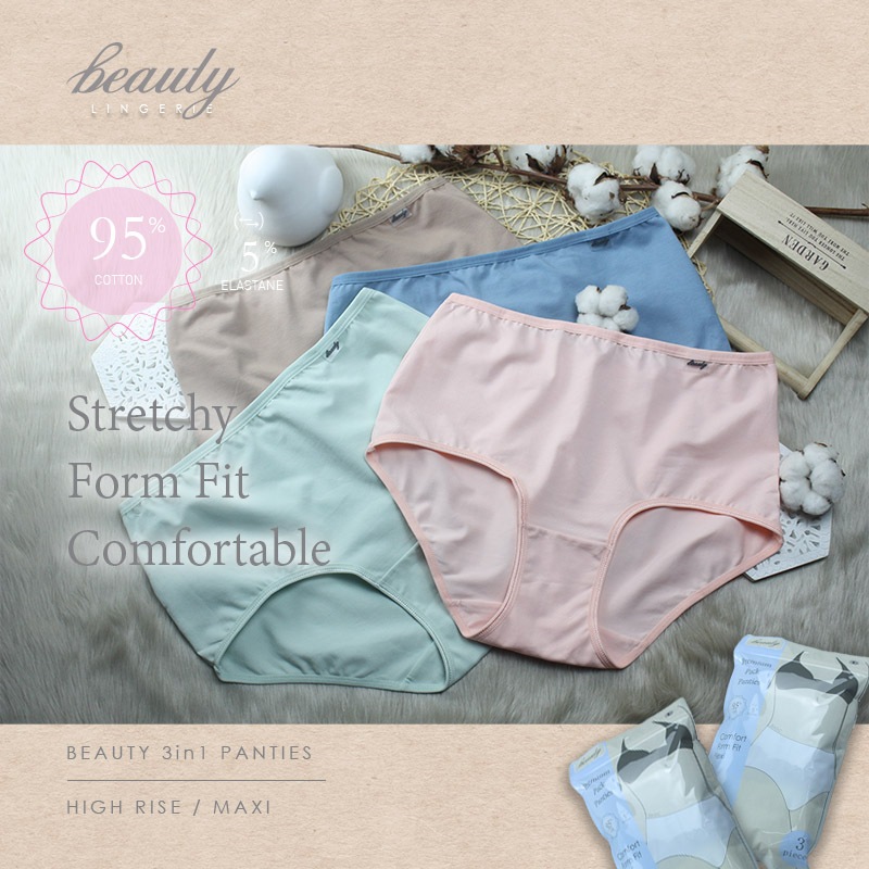Beauty Lingerie Y31003 3in1 Panties 95 Cotton 5 Elastane Underwear